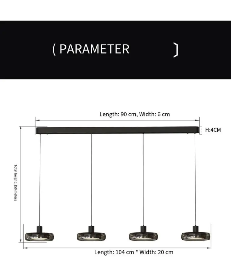 Modern Italian Villa Dining Chandelier Light Long bar Island Counter Desk Aluminum Hardware Glass Home Ceiling Pendant L — view 5