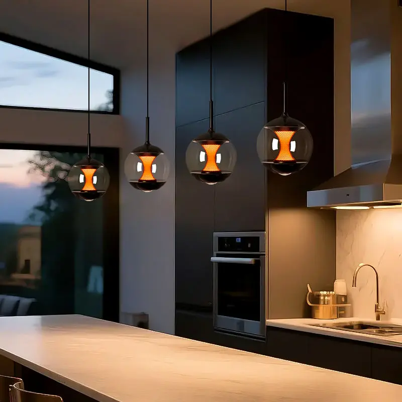 Italian Modern Glass Whole House Chandelier Light Minimalist Full Spectrum Eye Protection Hanging Dining Pendant Bedside — view 1