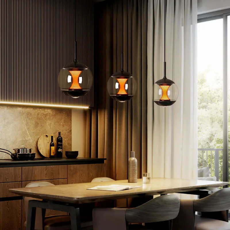Italian Modern Glass Whole House Chandelier Light Minimalist Full Spectrum Eye Protection Hanging Dining Pendant Bedside — view 3