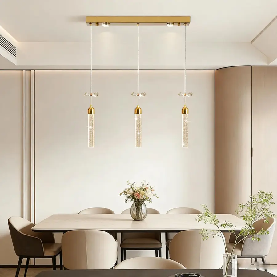 Luxury Led Dining Table Crystal Villa Advanced Banquet Chandelier Light Long Bar for Livingroom Hotel Pendant Lamp — view 1