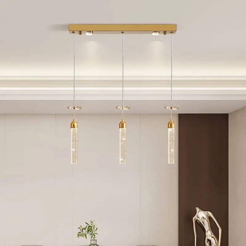 Luxury Led Dining Table Crystal Villa Advanced Banquet Chandelier Light Long Bar for Livingroom Hotel Pendant Lamp — view 2