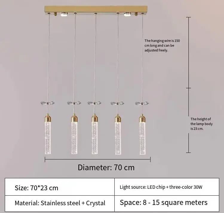 Luxury Led Dining Table Crystal Villa Advanced Banquet Chandelier Light Long Bar for Livingroom Hotel Pendant Lamp — view 6