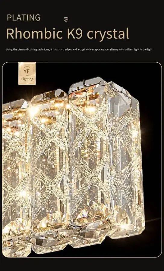 Modern Crystal Bar LED Dining Table Decor Luxury Light Chandelier Ceiling Lamp Room Fixture Stainless Steel Pendant Lamp — view 6