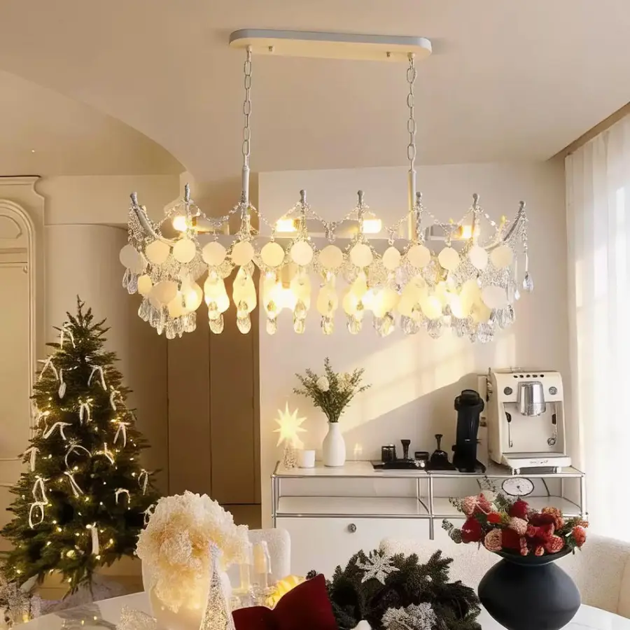 Modern Luxury French Island Restaurant Dining Villa Bedroom Chandelier Light Banquet Hall Iron Crystal bar Ceiling Penda — view 1