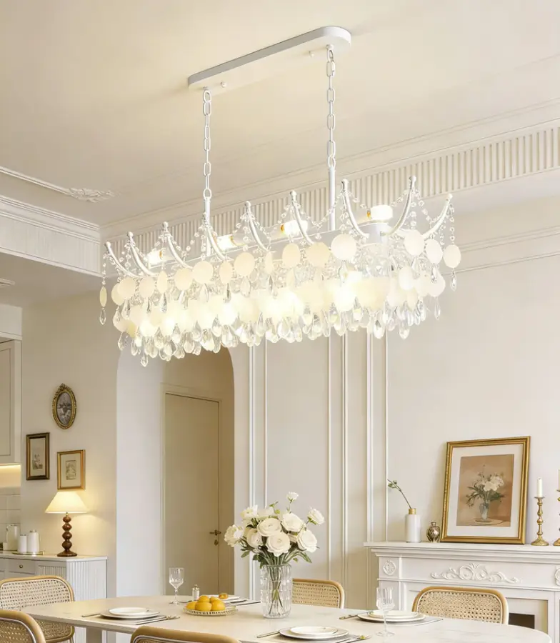 Modern Luxury French Island Restaurant Dining Villa Bedroom Chandelier Light Banquet Hall Iron Crystal bar Ceiling Penda — view 2