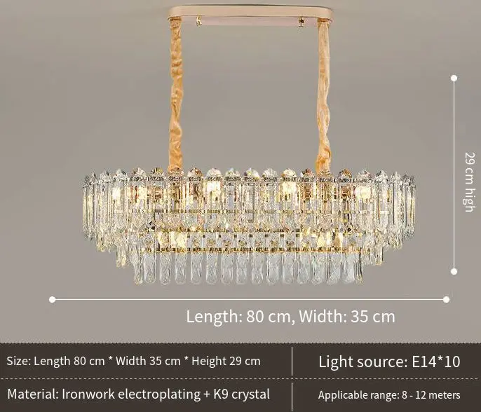 Luxury Modern Crystal Island Dining Home Decor Chandelier LED Dimmable High Villa Living Room Restaurant Decor Pendant L — view 2