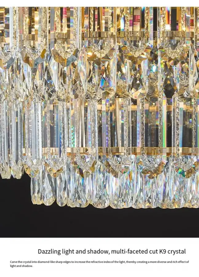 Luxury Modern Crystal Island Dining Home Decor Chandelier LED Dimmable High Villa Living Room Restaurant Decor Pendant L — view 6