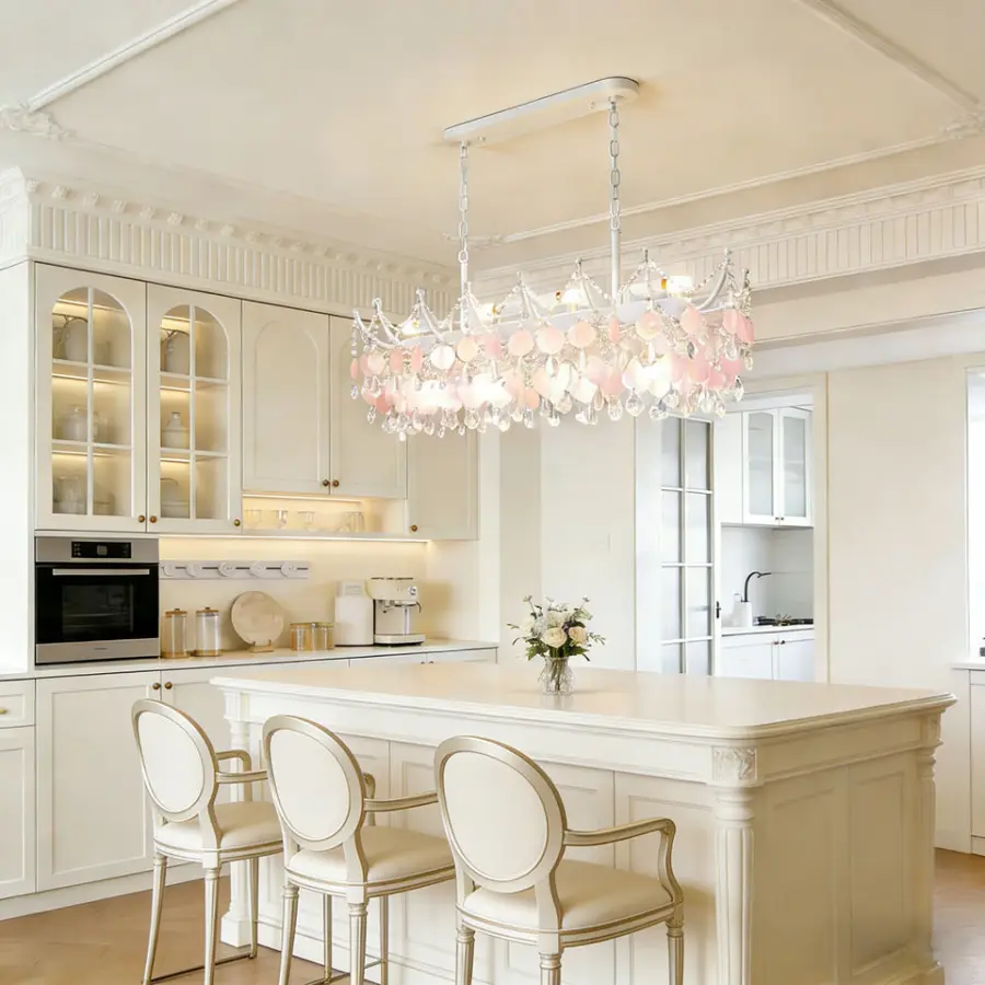 Modern French Island Home Restaurant Iron Crystal LED Adjustable Height Ceiling Pendant Lamp Fixture Luxury Chandelier L — view 1
