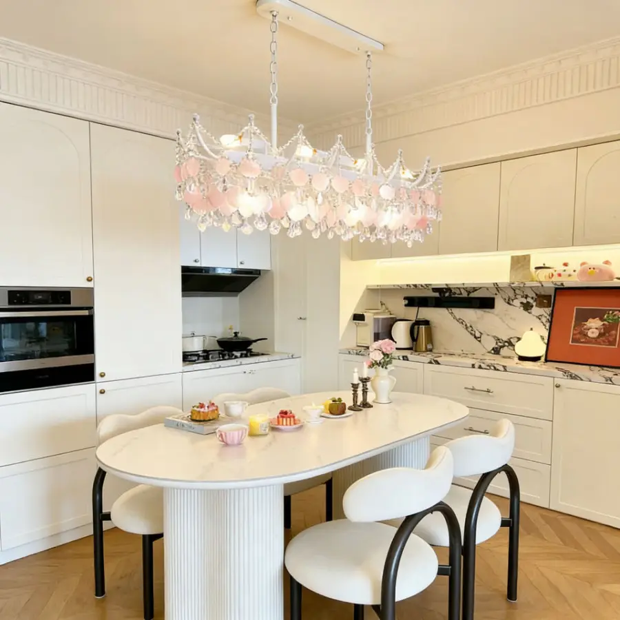Modern French Island Home Restaurant Iron Crystal LED Adjustable Height Ceiling Pendant Lamp Fixture Luxury Chandelier L — view 2