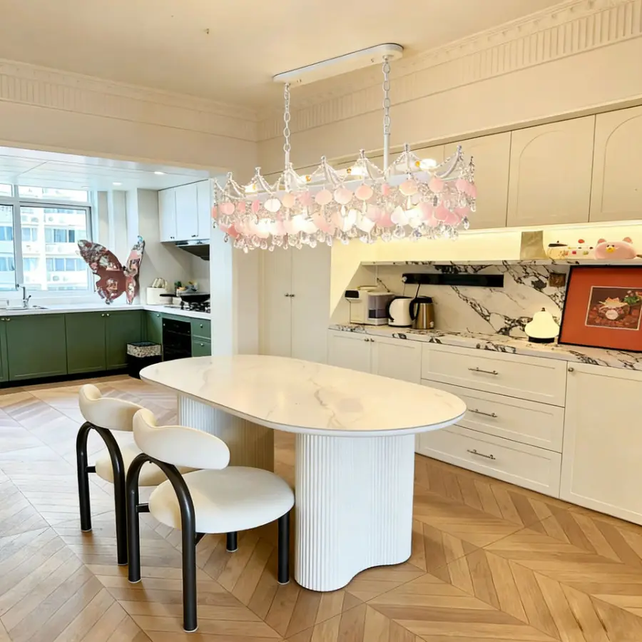 Modern French Island Home Restaurant Iron Crystal LED Adjustable Height Ceiling Pendant Lamp Fixture Luxury Chandelier L — view 3