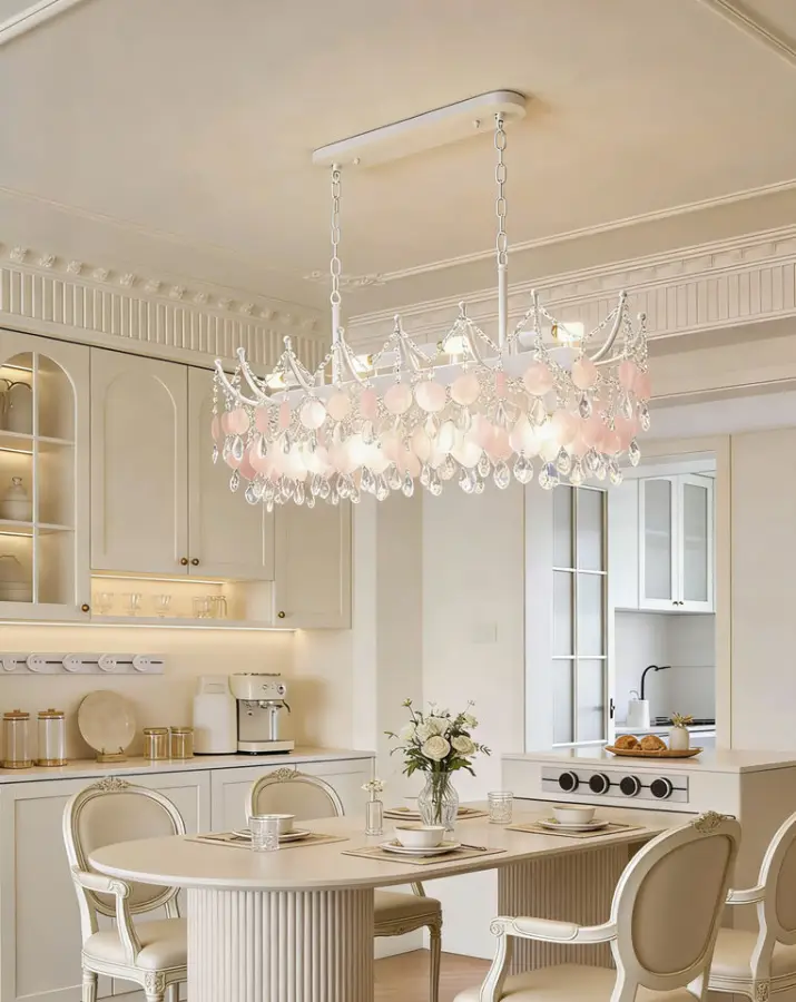 Modern French Island Home Restaurant Iron Crystal LED Adjustable Height Ceiling Pendant Lamp Fixture Luxury Chandelier L — view 6