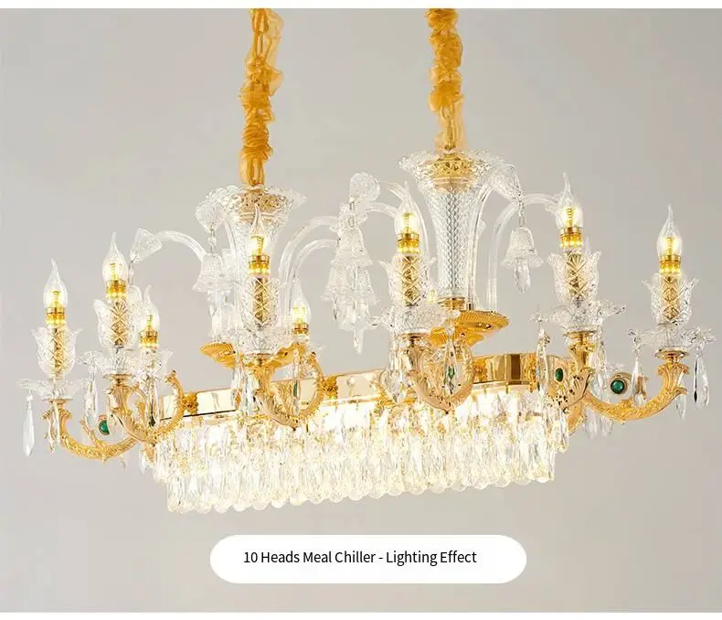 European Luxury Dining Crystal Chandelier Adjustable Height Pendant Lamp for Wedding Banquet Villa Pendant — view 4