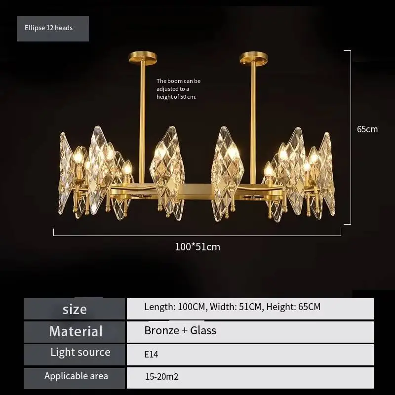 Luxury Modern Gold Copper Glass LED Chandelier Pendant Light with Middle Size for Hotel Living Room Ceiling Fixture — view 6