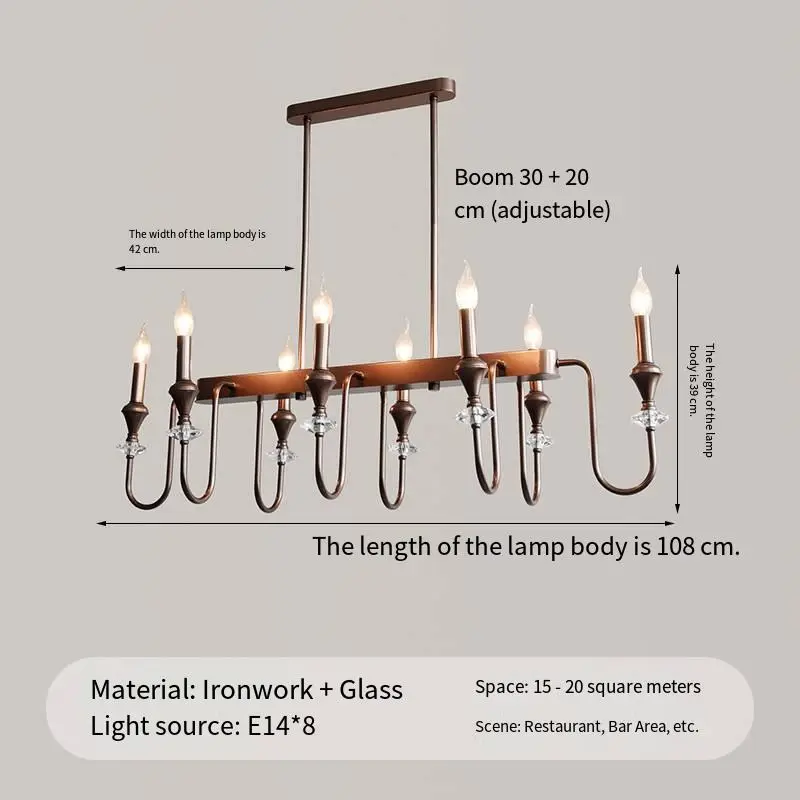 Home Restaurant Decor Brown Crystal Iron LED Pendant Chandelier Adjustable Height Dimmable Ceiling Light for Hotel Banqu — view 2
