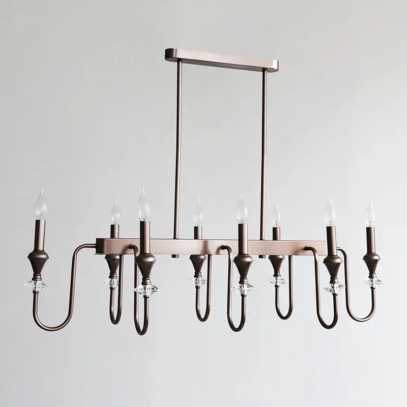 Home Restaurant Decor Brown Crystal Iron LED Pendant Chandelier Adjustable Height Dimmable Ceiling Light for Hotel Banqu — view 5