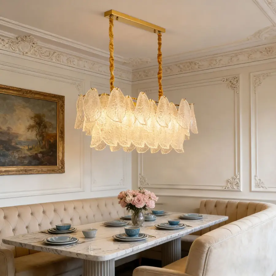 Luxury Iron Glass Dining Led Pendant Lamp Hotel Living Room Restaurant Banquet Hall Decor Modern Ceiling Chandelier Ligh — view 3