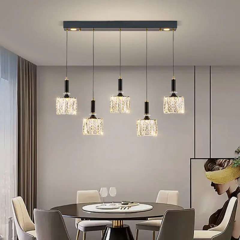 Modern Long Island Led Luxury Villa Dining Iron Crystal Ceiling Chandelier Light Home Office Hotel Lobby Bar Pendant Mid — view 3
