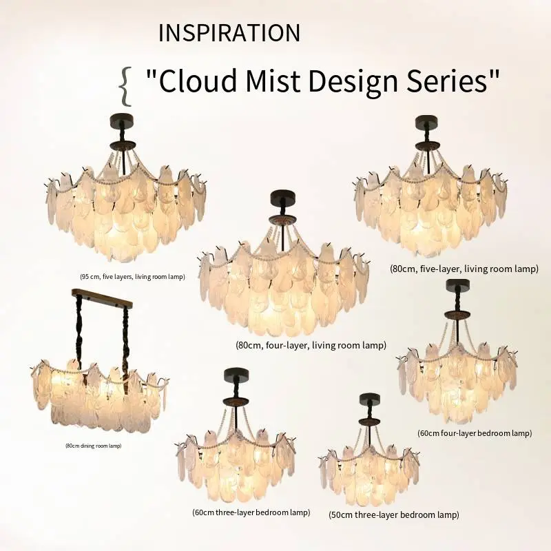 Luxury Modern Oval Iron Glass Restaurant Decor Chandelier Lamp with Adjustable Height Hanging Pendant Light for Home — view 2