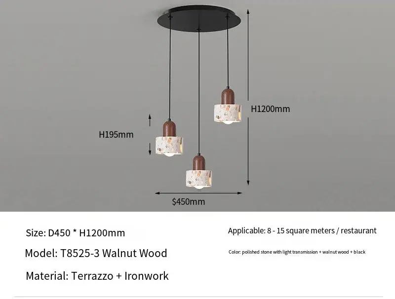 Vintage Island Desk Wabi Sabi Terrazzo Modern Bar Hotel Restaurant Home Decor Chandelier Lamp for Kitchen Ceiling Pendan — view 4
