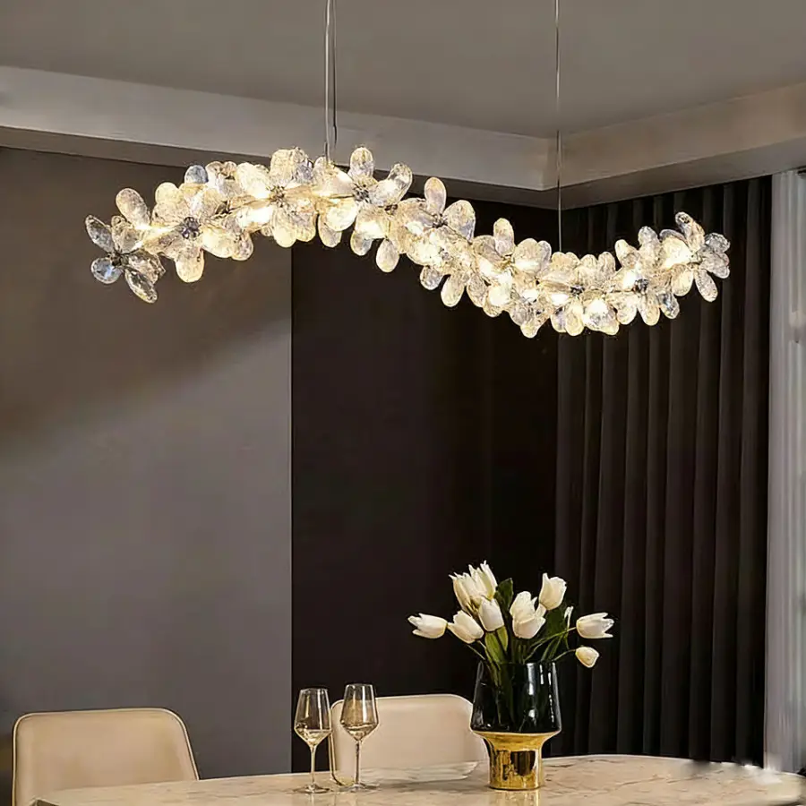 Home Island Light Decor Luxury Glass LED Villa Chandelier Light Dimmable Iron Ceiling Modern Pendant Lamp for Hotel Lobb — view 1