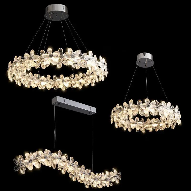 Home Island Light Decor Luxury Glass LED Villa Chandelier Light Dimmable Iron Ceiling Modern Pendant Lamp for Hotel Lobb — view 2