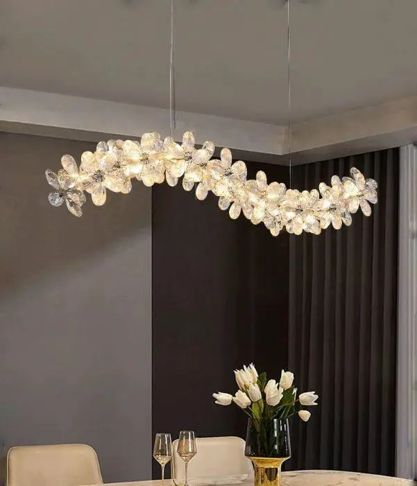 Home Island Light Decor Luxury Glass LED Villa Chandelier Light Dimmable Iron Ceiling Modern Pendant Lamp for Hotel Lobb — view 5