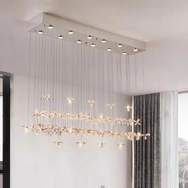 Wedding Banquet Hall Luxury Crystal LED Pendant Lamp for Dining Home Restaurant Decor Stainless Steel Modern Chandelier — view 1