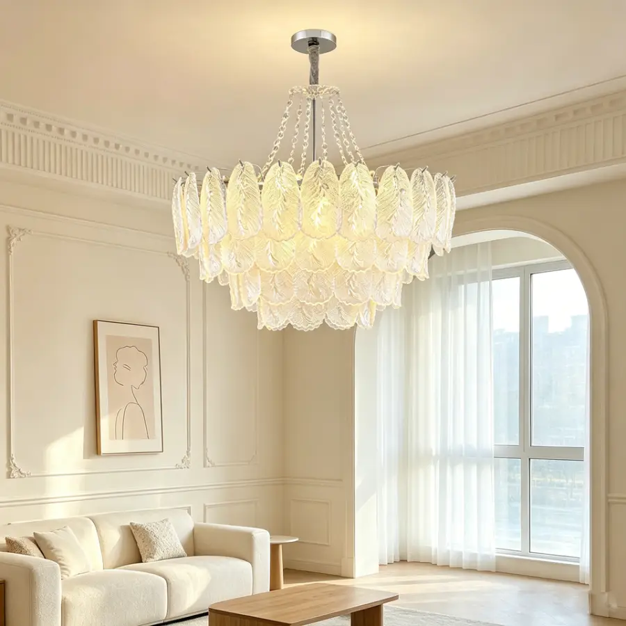 Luxury French Chandelier Light Led Glass Iron Pendant Lamp Modern Hotel Banquet Lobby LivingRoom Bedroom Decor Ceiling L — view 1