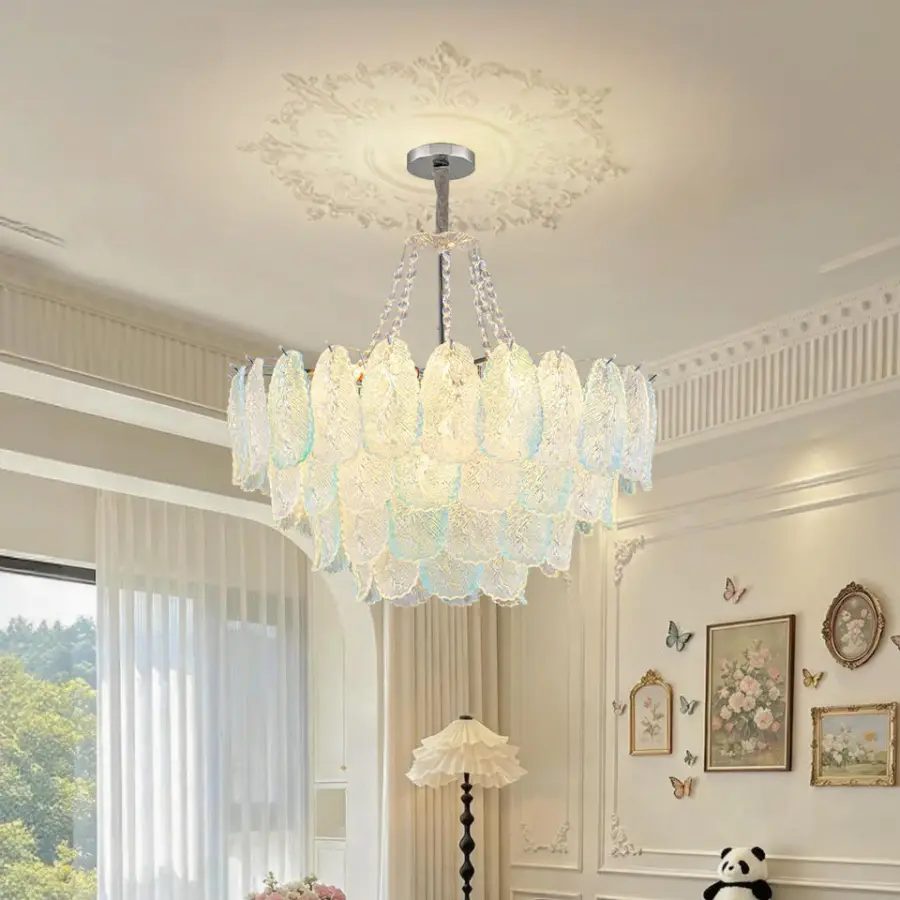 Luxury French Home Decor Pendant Light Led Glass Iron Modern Hotel Banquet Lobby LivingRoom Bedroom Ceiling Chandelier L — view 1