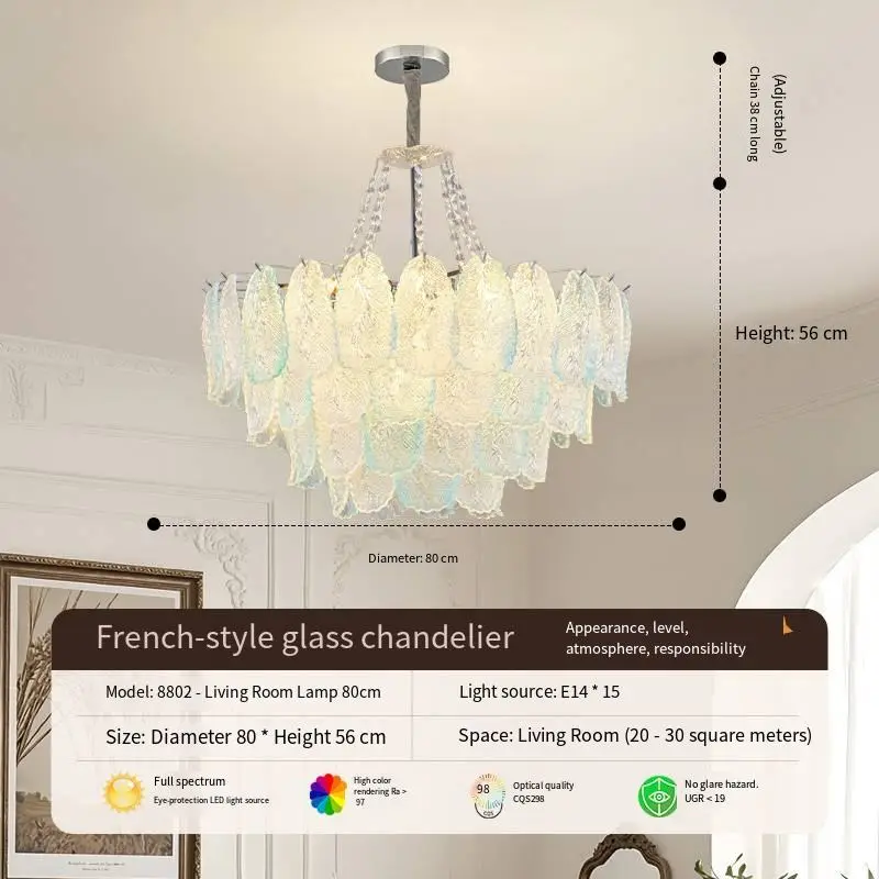 Luxury French Home Decor Pendant Light Led Glass Iron Modern Hotel Banquet Lobby LivingRoom Bedroom Ceiling Chandelier L — view 2