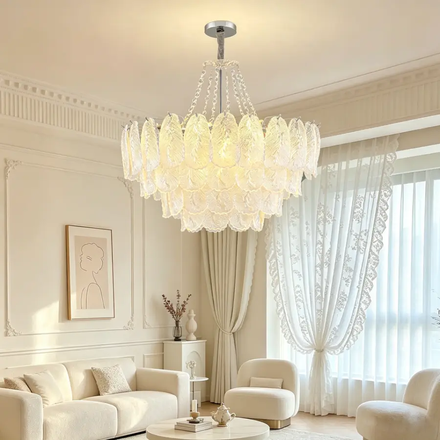 Luxury French Chandelier Light Led Glass Iron Pendant Lamp Modern Hotel Banquet Lobby LivingRoom Bedroom Decor Ceiling L — view 2