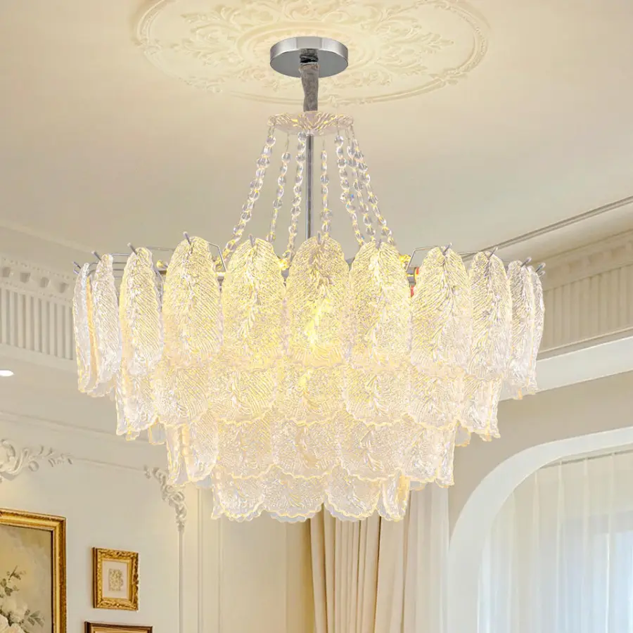 Luxury French Chandelier Light Led Glass Iron Pendant Lamp Modern Hotel Banquet Lobby LivingRoom Bedroom Decor Ceiling L — view 3