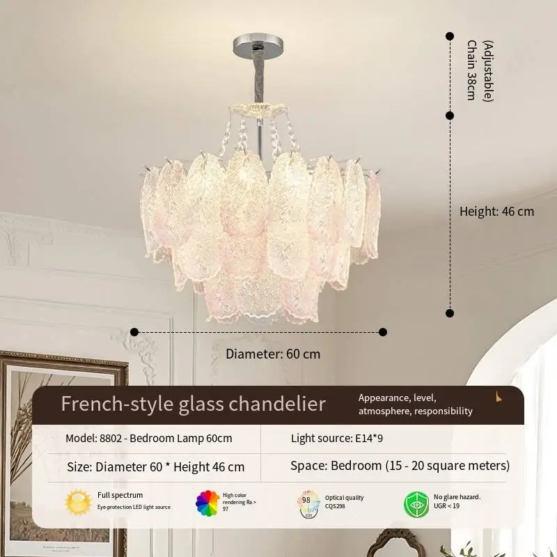 Luxury French Chandelier Light Led Glass Iron Pendant Lamp Modern Hotel Banquet Lobby LivingRoom Bedroom Decor Ceiling L — view 5