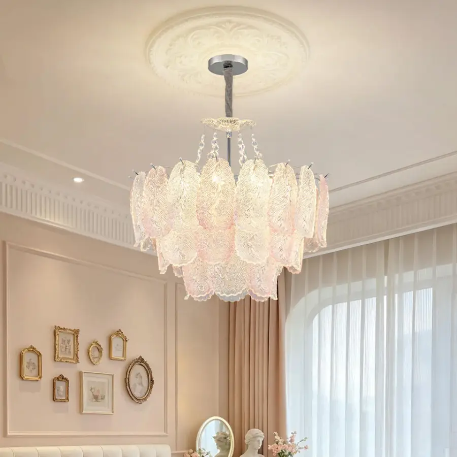 Luxury French Home Decor Chandelier Light Led Glass Iron Modern Hotel Banquet Lobby LivingRoom Bedroom Ceiling Pendant L — view 1