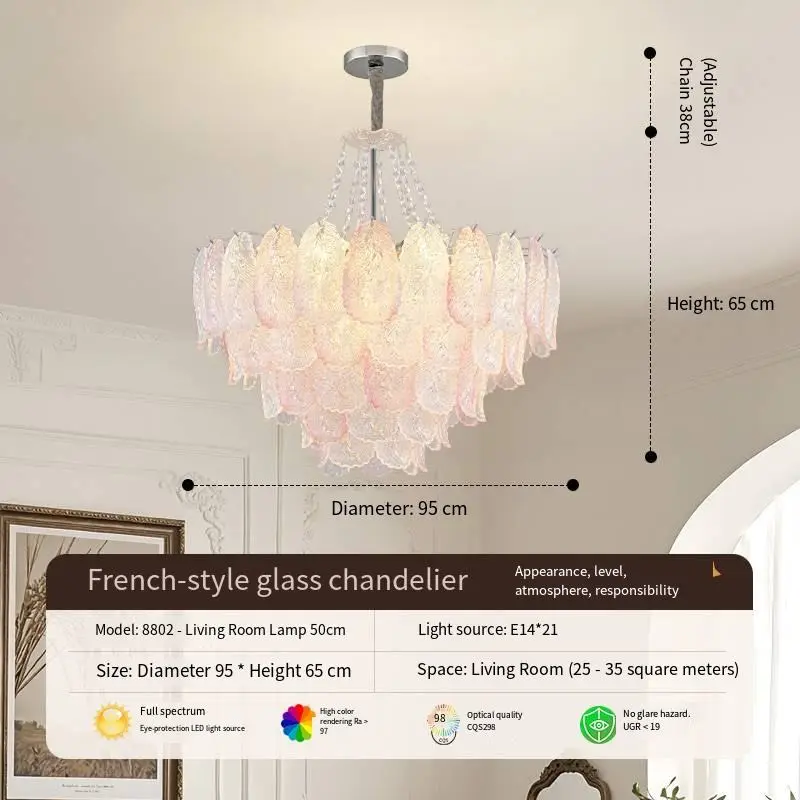 Luxury French Home Decor Chandelier Light Led Glass Iron Modern Hotel Banquet Lobby LivingRoom Bedroom Ceiling Pendant L — view 3