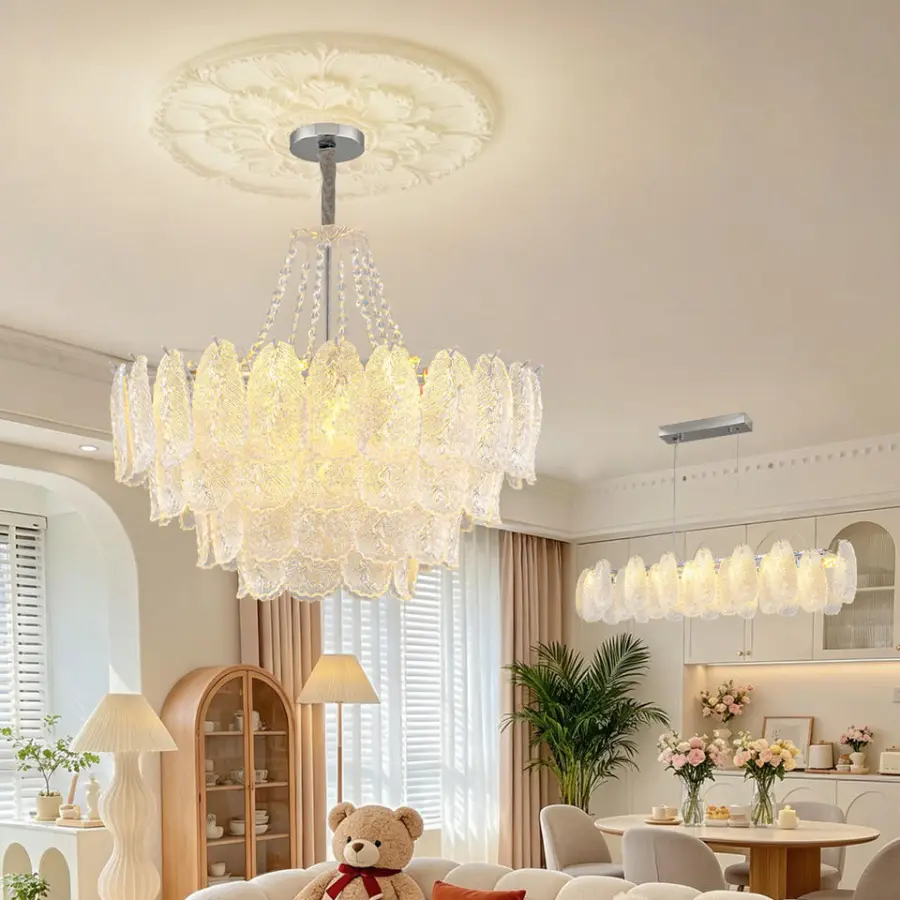 Luxury French Home Decor Chandelier Light Led Glass Iron Modern Hotel Banquet Lobby LivingRoom Bedroom Ceiling Pendant L — view 6