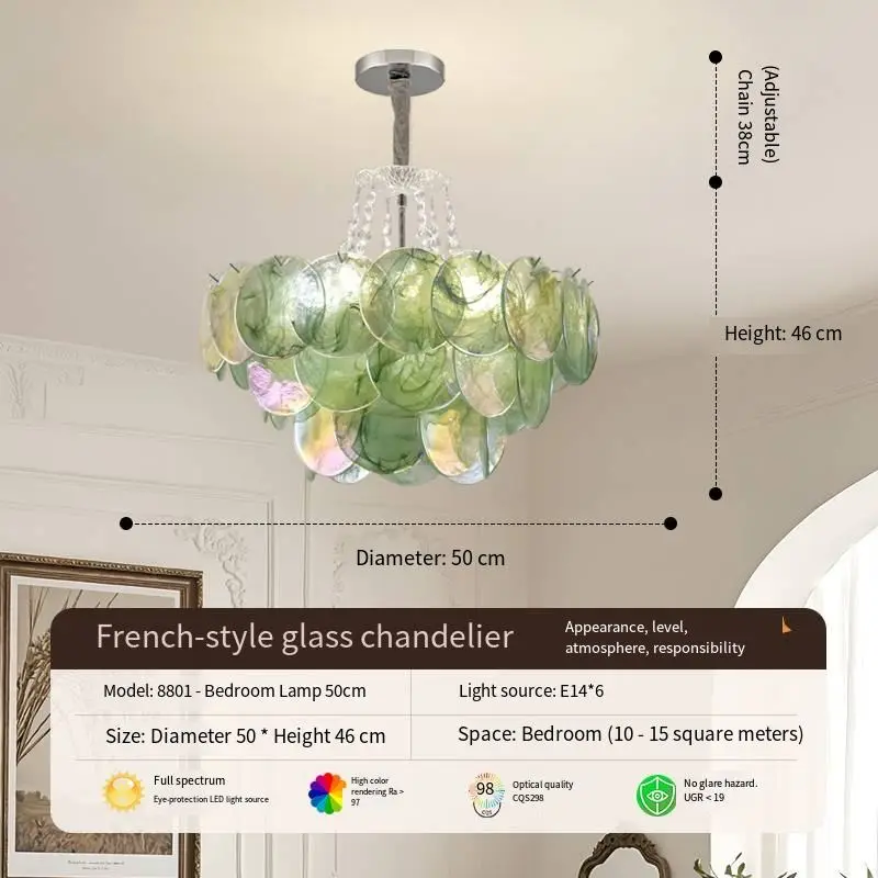 French Luxury Pendant Lamp Villa Wedding Banquet Hall Iron Blue Glass Ceiling Chandelier Light for Hotel Living Room Bed — view 5