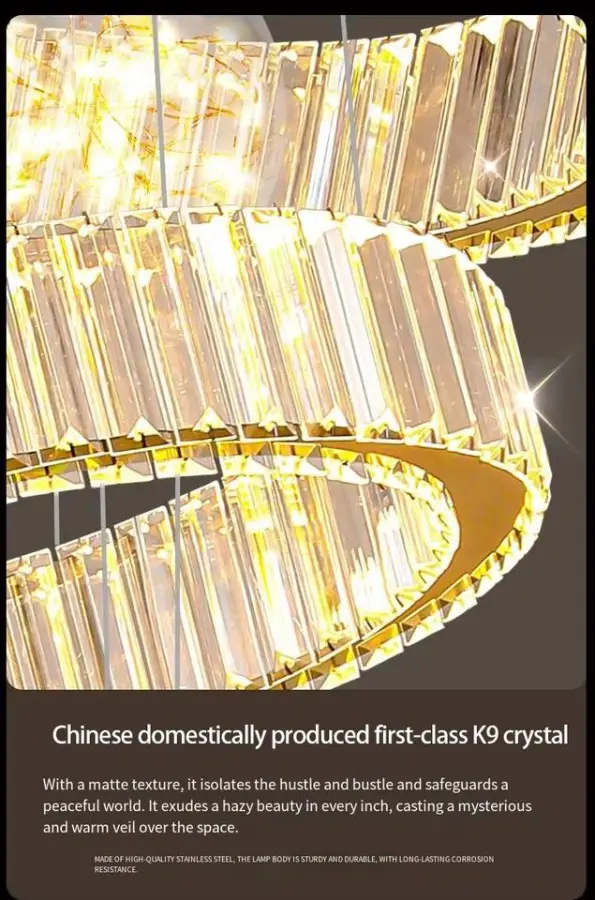 Luxury Large Stairs Led Golden Villa Round Chandelier Light for Hotel Living Room Banquet Hall Creative Hanging Pendant — view 6
