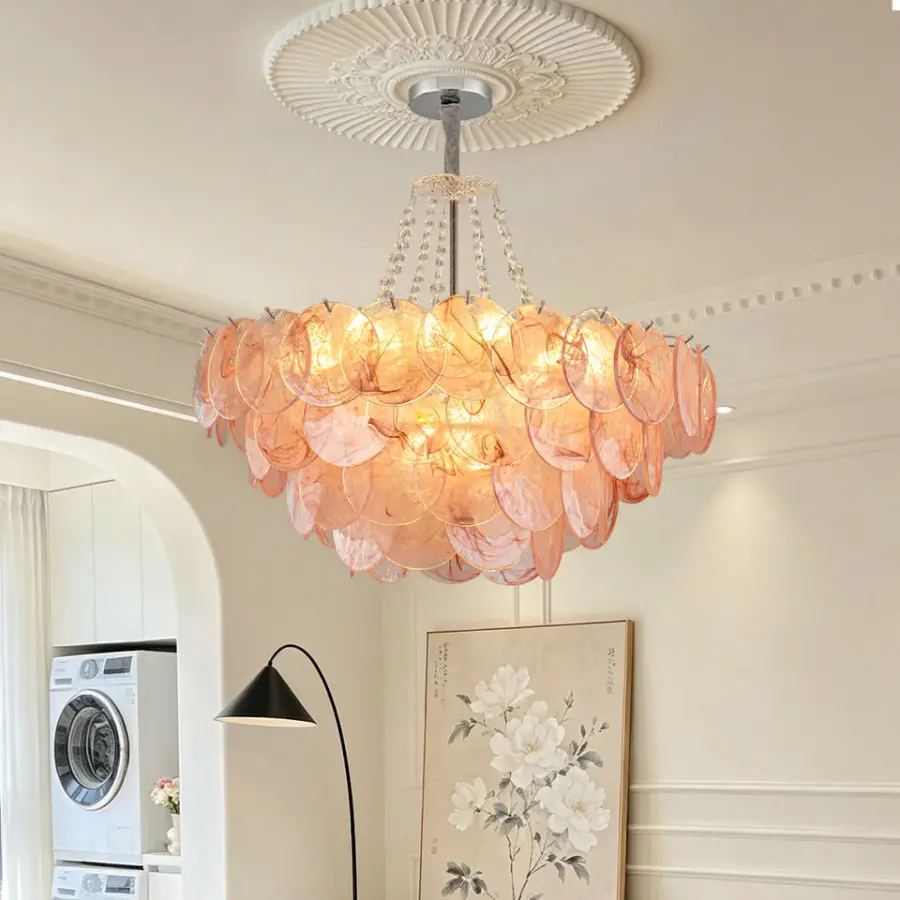 French Luxury Murano Chandelier Wedding Banquet Hall Villa LivingRoom Bedroom Villa Iron Glass Ceiling Hotel Chandelier — view 1