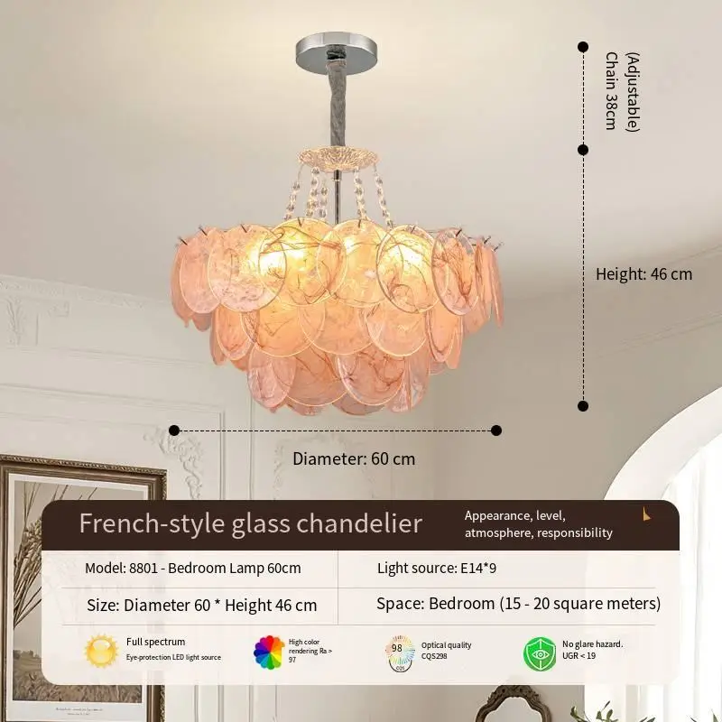 French Luxury Murano Chandelier Wedding Banquet Hall Villa LivingRoom Bedroom Villa Iron Glass Ceiling Hotel Chandelier — view 2