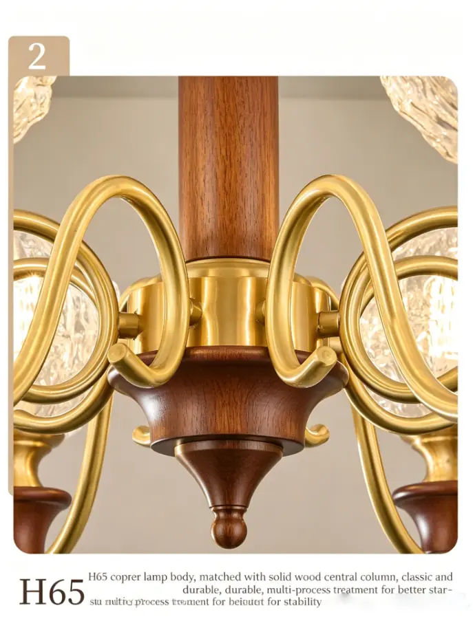 Luxury Modern Copper Home Restaurant Villa Lobby Glass LED Chandelier Light Hotel Livingroom Adjustable Height Pendant L — view 6