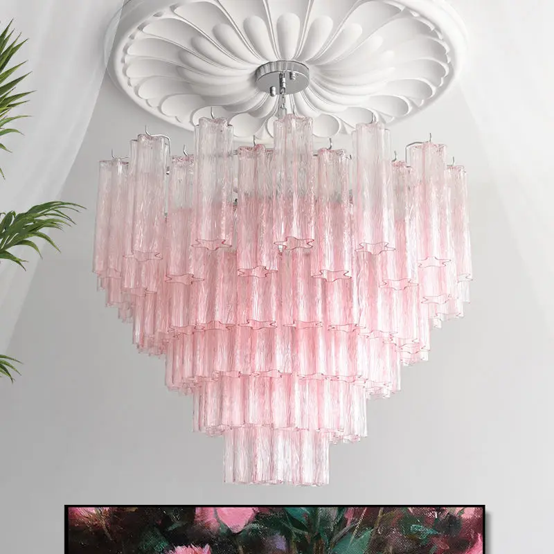 Modern French Wedding Banquet Hall Pendant Lamp Villa Home Fixture Adjustable Height Hotel Iron Glass LED Chandelier Lig — view 3