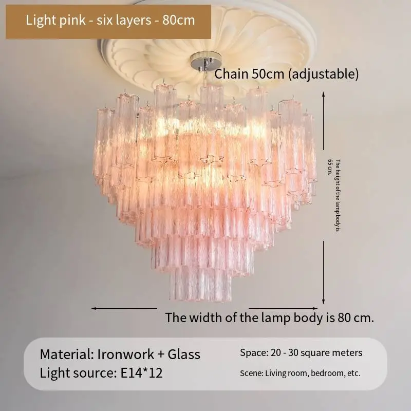 Modern French Wedding Banquet Hall Pendant Lamp Villa Home Fixture Adjustable Height Hotel Iron Glass LED Chandelier Lig — view 4