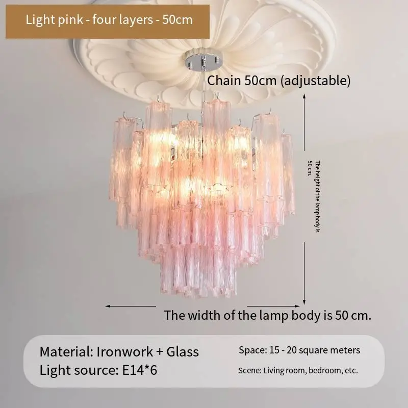 Modern French Wedding Banquet Hall Pendant Lamp Villa Home Fixture Adjustable Height Hotel Iron Glass LED Chandelier Lig — view 5