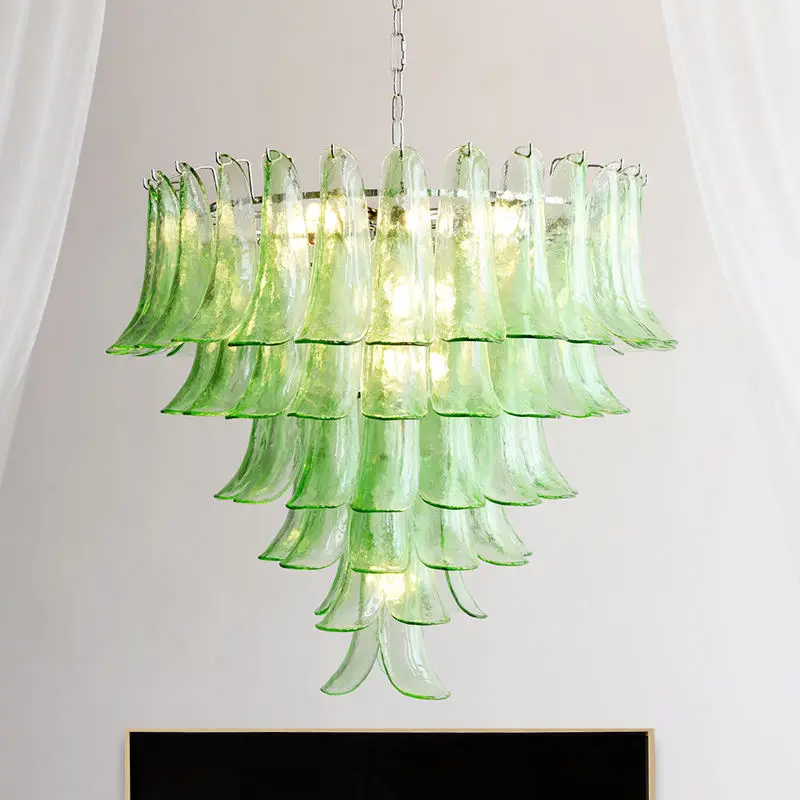 Modern French Villa Home Banquet Hall Fixture Pendant Lamp Glass Adjustable Height Home Bedroom Hotel Iron LED Chandelie — view 5