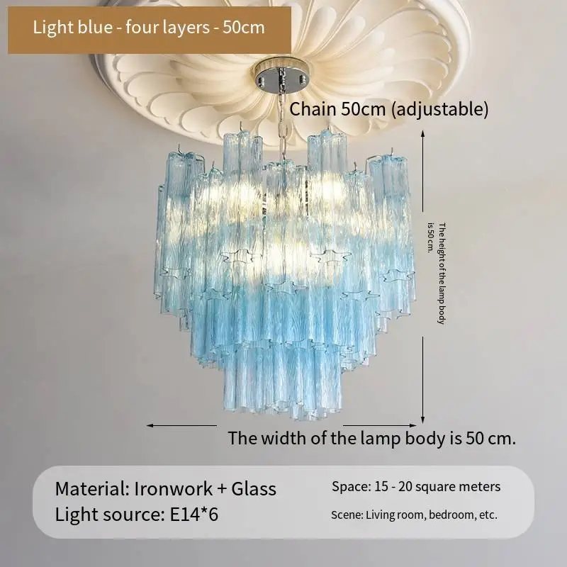 Luxury French Modern Home Room Decor Iron Glass LED Chandelier Light Adjustable Height Villa Livingroom Hotel Pendant La — view 4