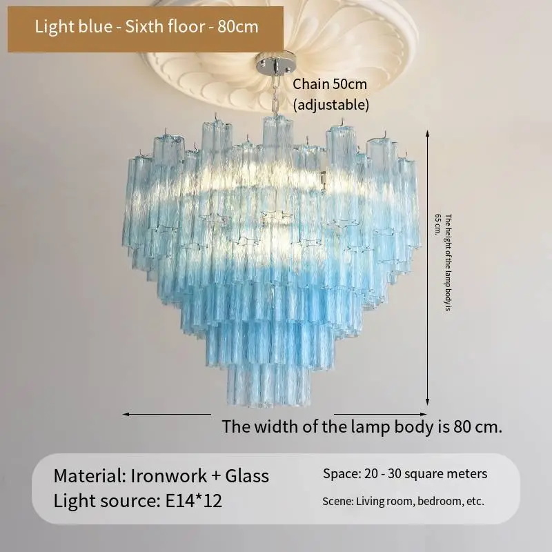 Luxury French Modern Home Room Decor Iron Glass LED Chandelier Light Adjustable Height Villa Livingroom Hotel Pendant La — view 6