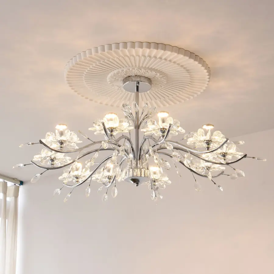 French Modern Crystal Wedding Banquet Hall Chandelier Lamp for Villa Livingroom Bedroom Ceiling Mounted Bedroom Pendant — view 1