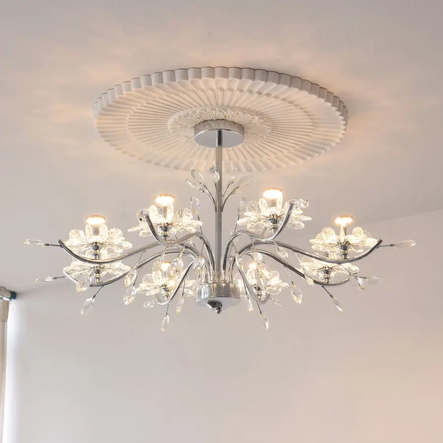 French Modern Crystal Wedding Banquet Hall Chandelier Lamp for Villa Livingroom Bedroom Ceiling Mounted Bedroom Pendant — view 2