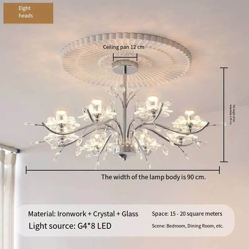 French Modern Crystal Wedding Banquet Hall Chandelier Lamp for Villa Livingroom Bedroom Ceiling Mounted Bedroom Pendant — view 3